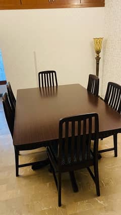 six person dining table with six chairs