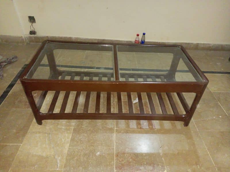 Glass Top Wooden Center Table 2