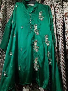 Elegant emerald green color 2 peice suit(shirt & garara)