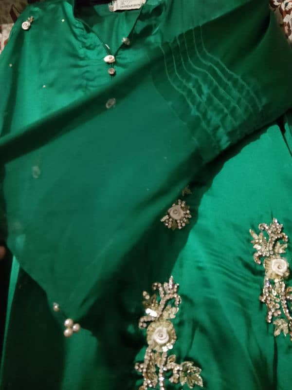 Elegant emerald green color 2 peice suit(shirt & garara) 1