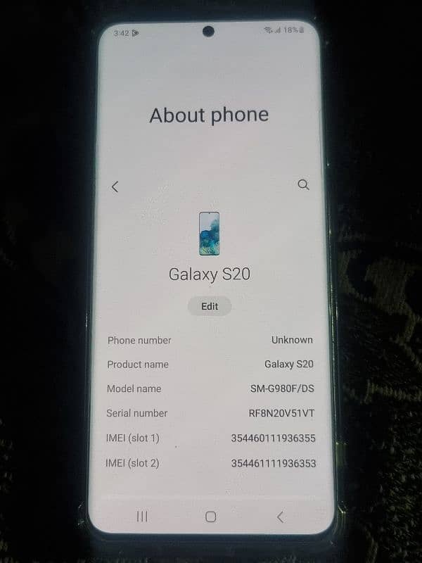 Samsung S20, Excellent Working and overall condition, scratch less 7