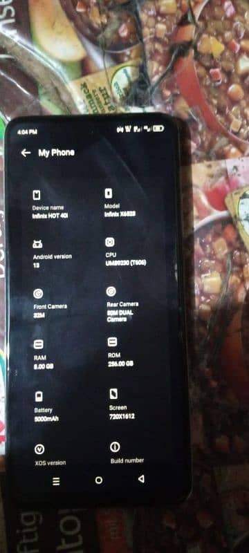 Infinix Hot 40i 8 month used box ka sat or variety card k sat 4