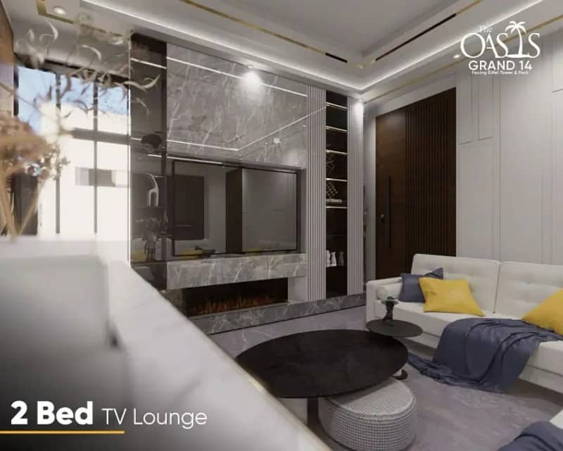 2-Bed Luxury Service Apartments in The Oasis Grand 14 | Facing Parks & Fountains | Four-Star Luxury | Booking from PKR 12 Lac 2