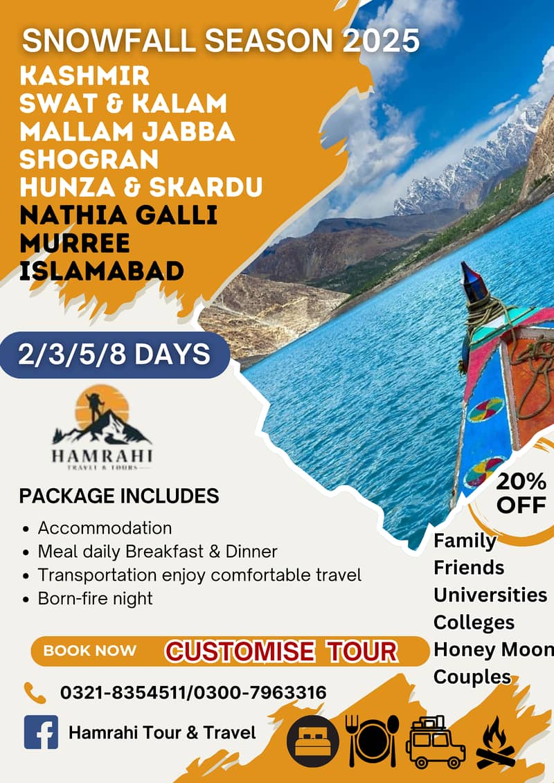 Travel and Tours / Sawat/ Neelum valley/ hunza/kashmir/naran/Sakardu 0