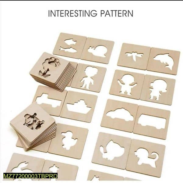 Wooden stencils, Pack of 64 1