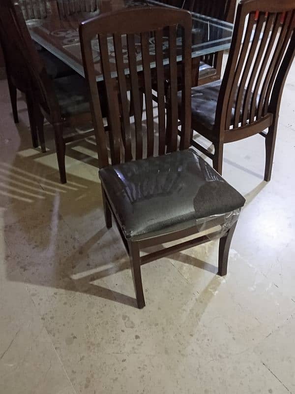 Dining table top glass 12mm with eight chairs woodin just like new 6