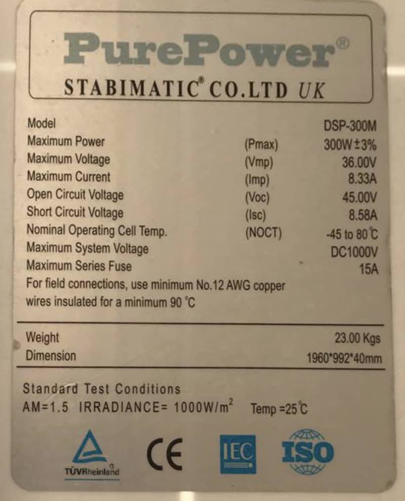 Used Solar Panels Poure power 300 Watt  (12 panels) 0