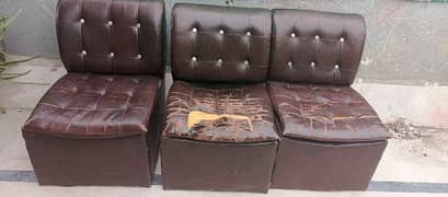 3 separate leather  sofas