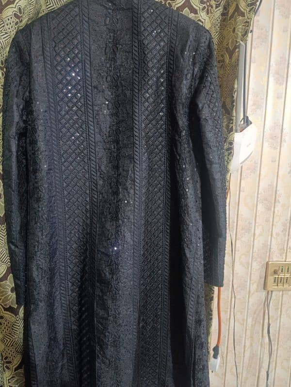 Barat Black sherwani stylish just 2 hour used 5