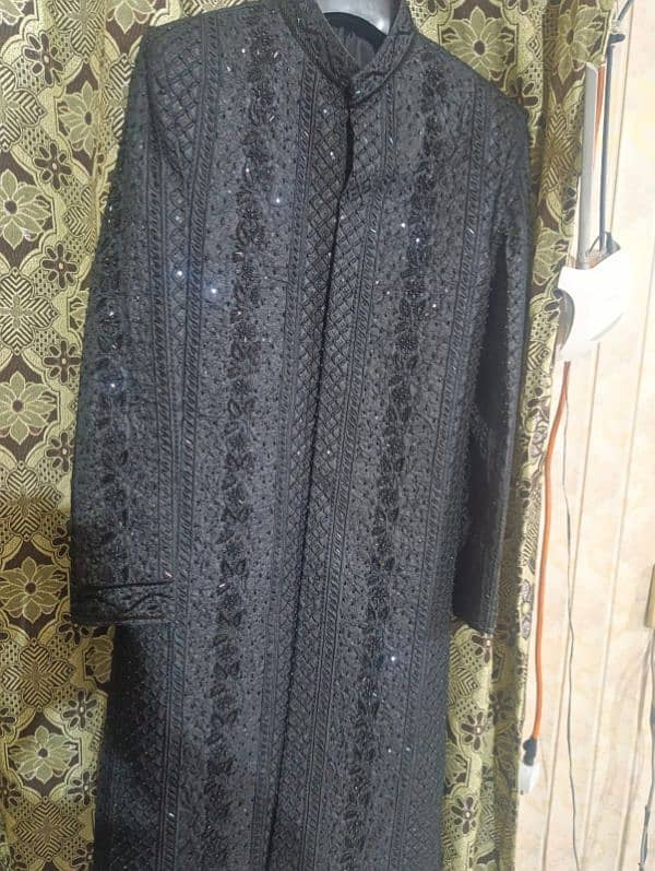 Barat Black sherwani stylish just 2 hour used 6