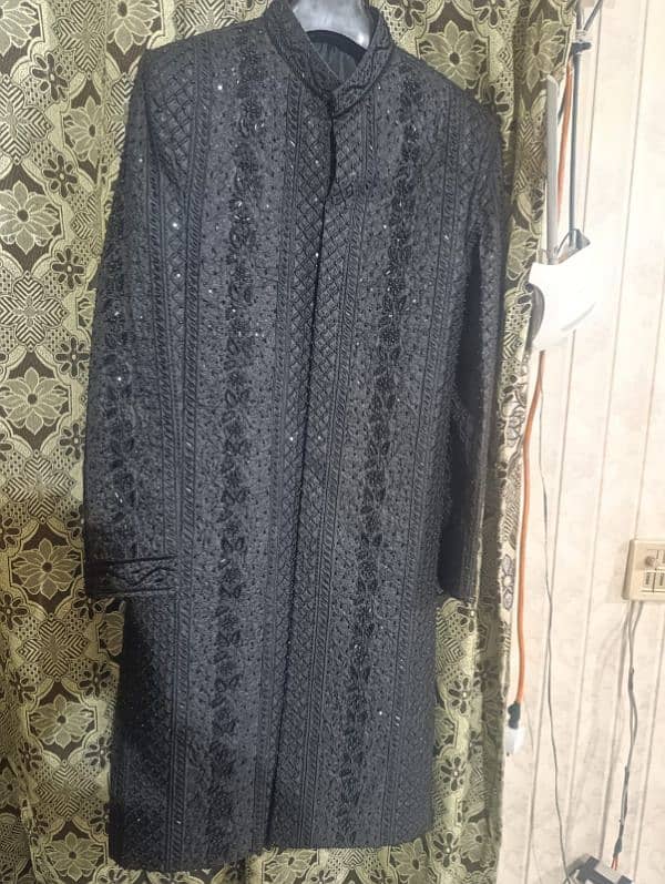 Barat Black sherwani stylish just 2 hour used 7