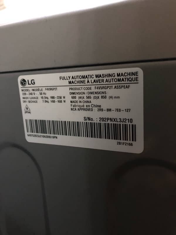 Lg 10.5 kg two in one DD invertor six motion washing  machine 10