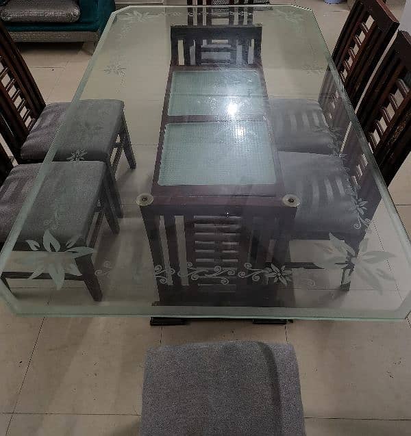 Wooden Table | Glass Top | 6 Chairs | Low Price 1