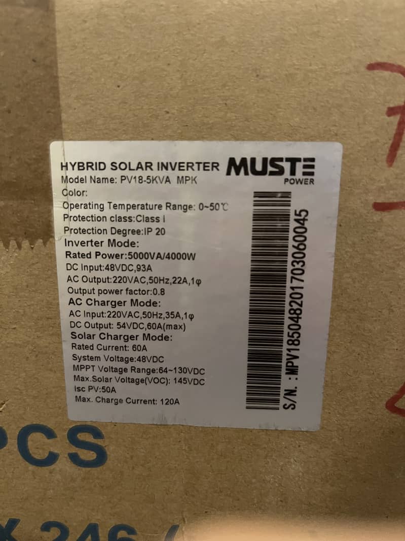 Must Power 5KV Hybrid Inverter - Brandnew never used 1