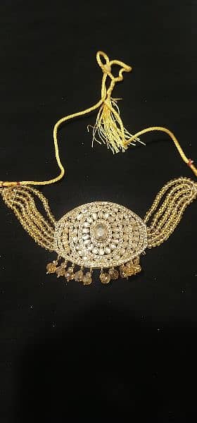 Golden Jewelry Set - Choker Necklace, Ring, Ear Rings, Bindiya 1