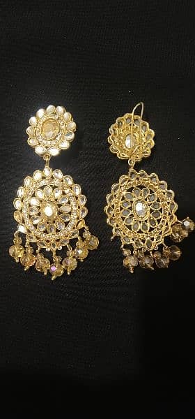 Golden Jewelry Set - Choker Necklace, Ring, Ear Rings, Bindiya 2