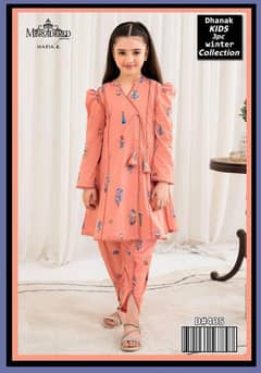 3 pcs girls Dhanak embroidered unstitched suit