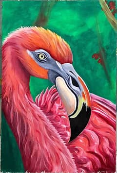 flamingo oil painting