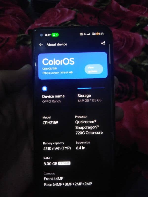 Oppo Reno 5  8+8/128 With box only pannel change and 67watt charger 3