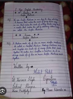 handwriting assignment work