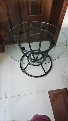 glass top with steel legs