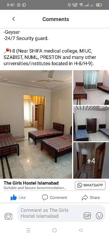 Girls hostel near Shifa at walking distance 2