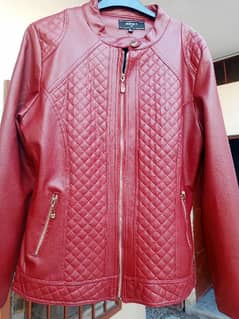 beautiful leather jacket only red colour branded leather jacket