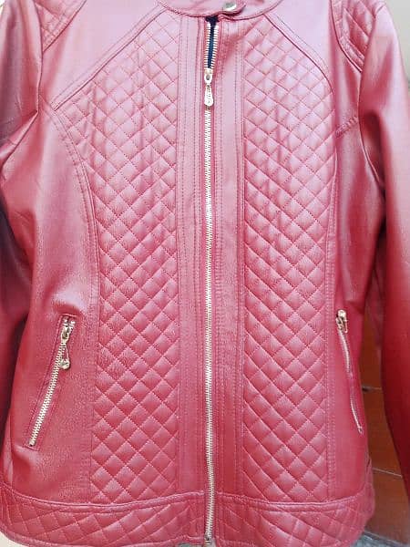 beautiful leather jacket only red colour branded leather jacket 14