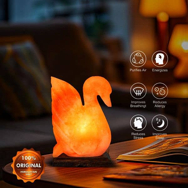 Swan Shaped 100% Pure Himalayan Salt Lamp From Khewra Salt Mine 0