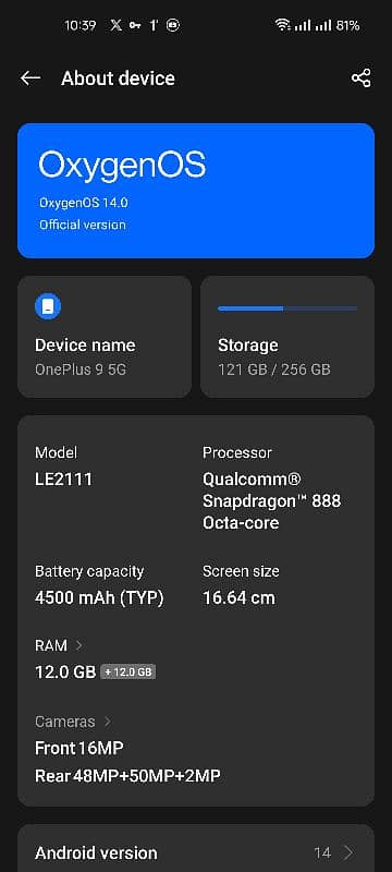 Oneplus 9 Global Dual Sim 12 GB/256 GB Snapdagon 888 6