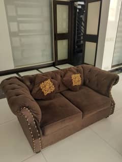 Velvet brown sofa set 3 2 1