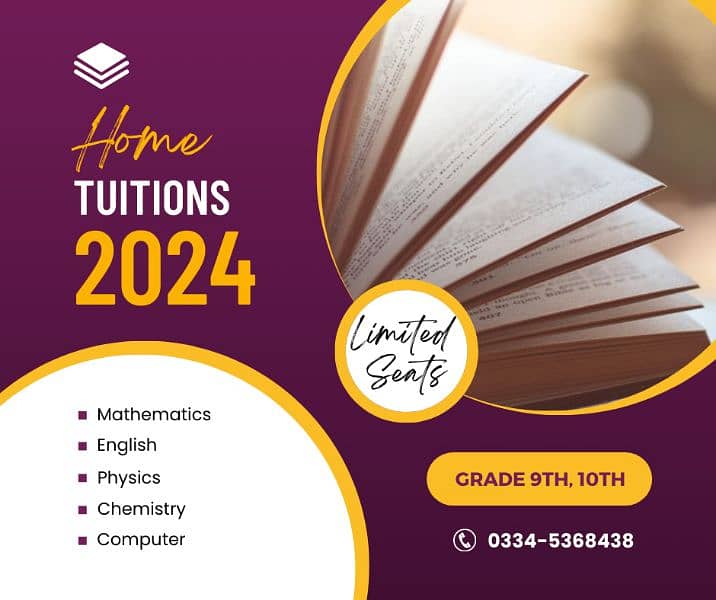 Home tuitions for males and females of grade 9th,10th, 11th, 12th . 0