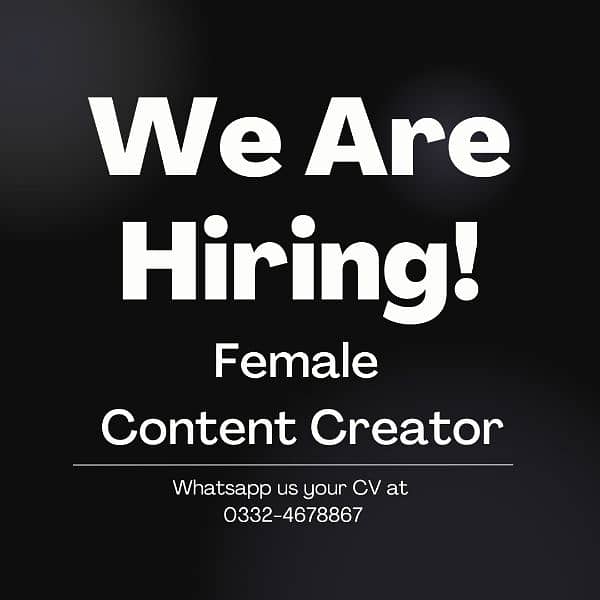 need a female content creator for clothing brand 0