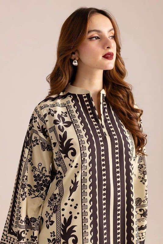 Stylish Printed Shirt and Trousers Set-24 Pcs Women's Stitched Outfit 1