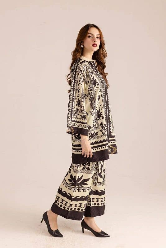 Stylish Printed Shirt and Trousers Set-24 Pcs Women's Stitched Outfit 2