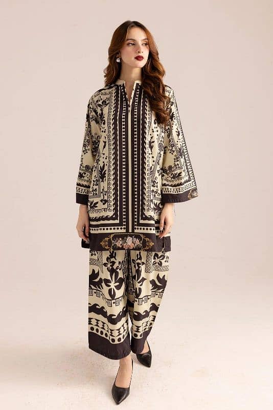 Stylish Printed Shirt and Trousers Set-24 Pcs Women's Stitched Outfit 3