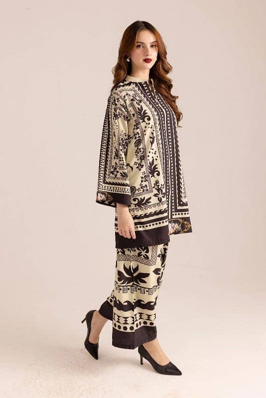 Stylish Printed Shirt and Trousers Set-24 Pcs Women's Stitched Outfit 5