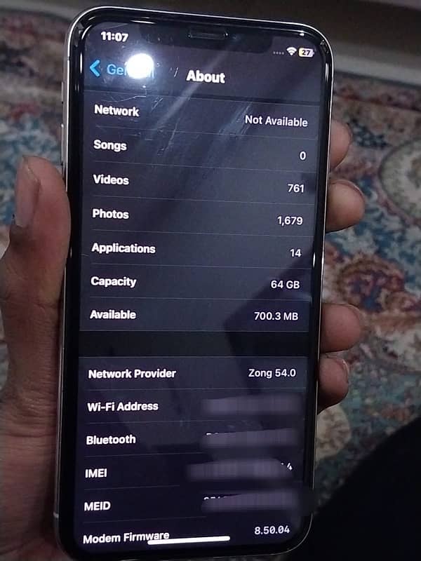 iPhone X white colour 64gb 8