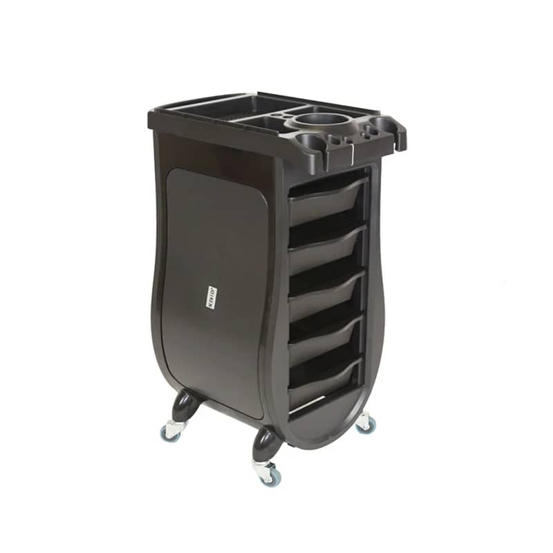 Salon Hair Dressing Trolley With Wheels and 4 Drawers (Black) 0