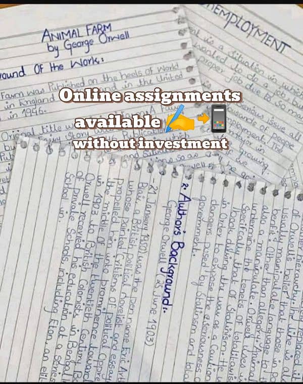 ONLINE ASSIGNMENTS WORK AVAILABLE 0