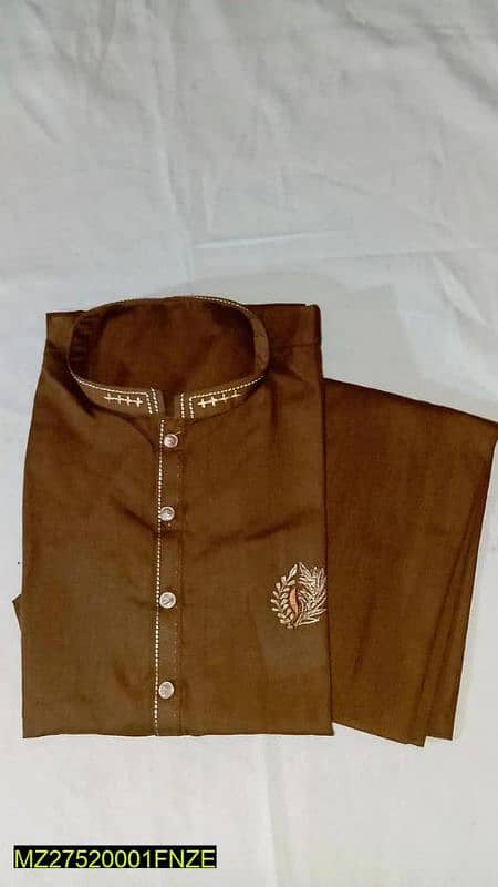 Men's Stitched Wash and Wear Embroidered Kurta Shalwar 1