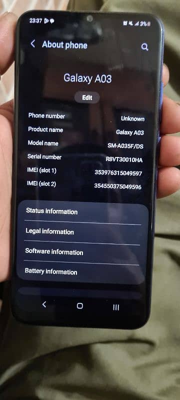 Samsung A03.3 GB RAM 32 STORAGE 7