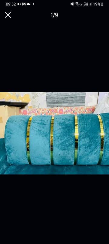 6 seater brass Welvet sofa set New Design for sale 1