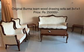 5-Seater (3+1+1) Sofa Set with Center Table & 2 SideTables - Teak Wood