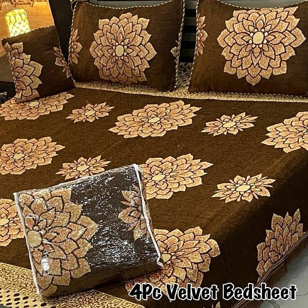 4Pc Velvet Jacquard Bedsheet Set 3