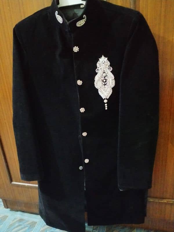 boys black velvet sherwani 3000 only. just like new. 1