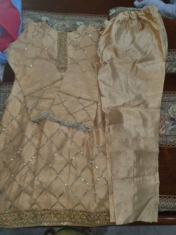 2 piece golden net dress 2