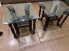 Glass centre tables with floral design