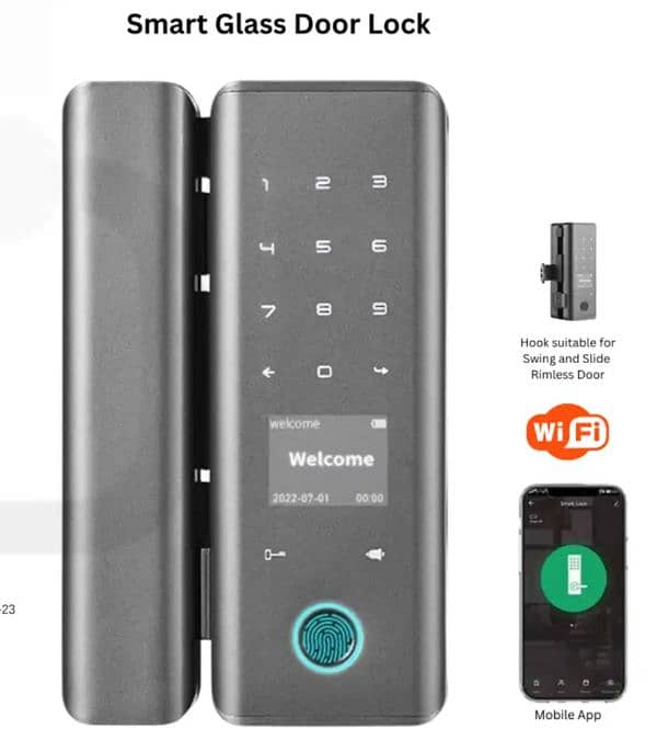 smart glass to glass electric door lock fingerprint mobile application 0