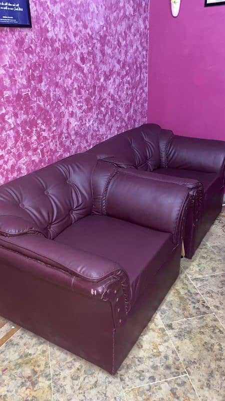 2 Sofas (1 seater) Leather material great condition no deflation 3